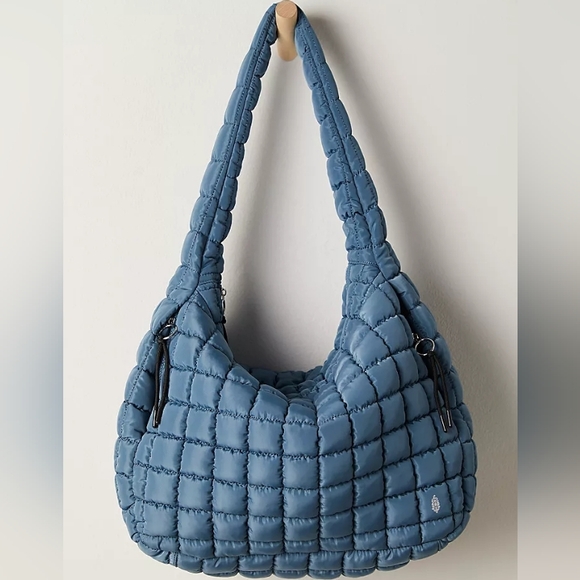 Free People Handbags - NWT Free People FP Movement Quilted Carryall Tote Bag Skyline Blue Shoulder Gray